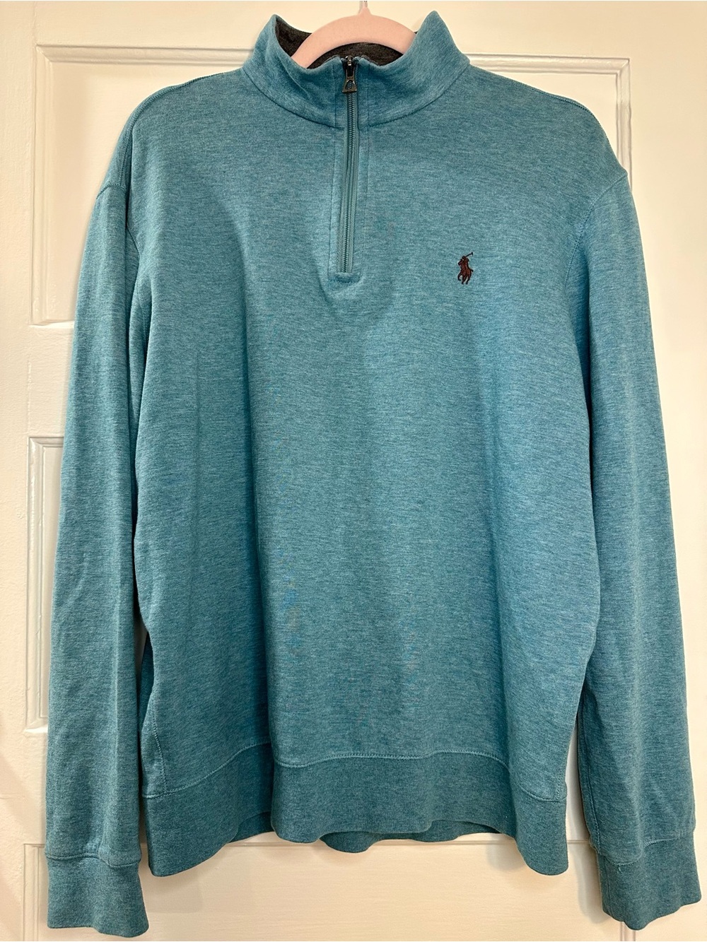Men’s Polo Ralph Lauren Heather Blue Long Sleeve Quarter Zip Pullover Sweater